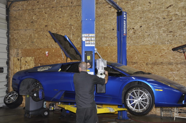 Lamborghini Murciélago valve adjustment repair service side shot blue